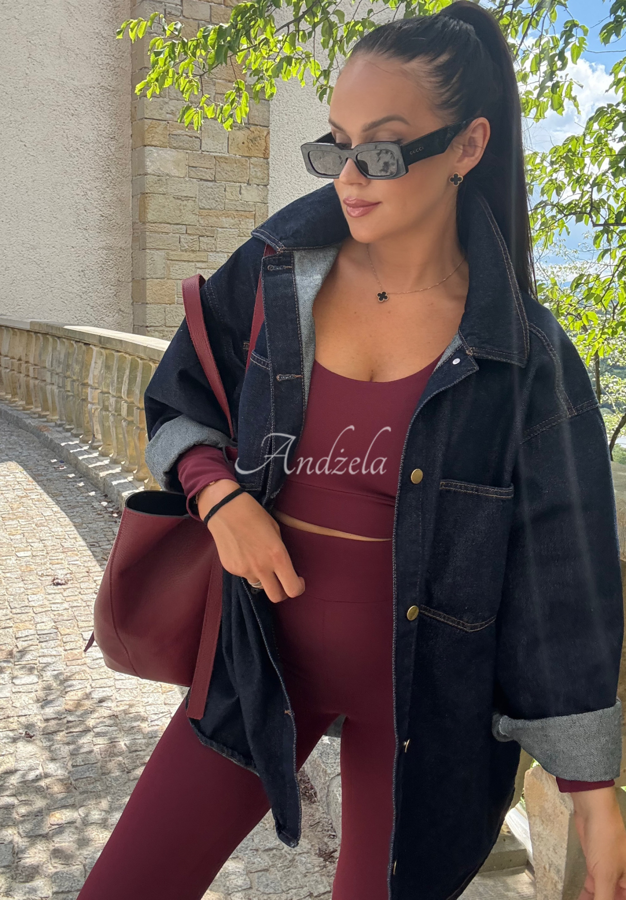 Viskosebluse mit Ausschnitt La Milla Glow Up Burgunderrot