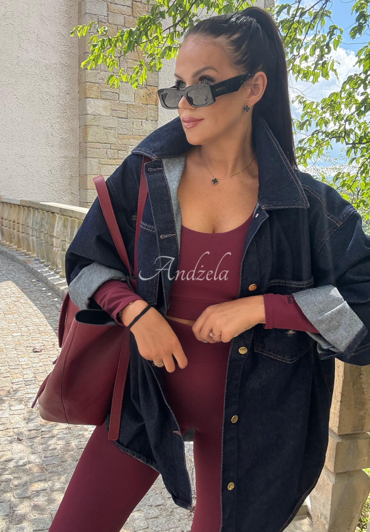 Viskosebluse mit Ausschnitt La Milla Glow Up Burgunderrot