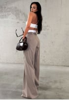 Eleganckie Hose wide leg w paski La Milla Think About Us Mokkafarben