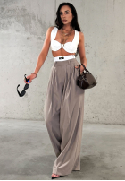 Eleganckie Hose wide leg w paski La Milla Think About Us Mokkafarben
