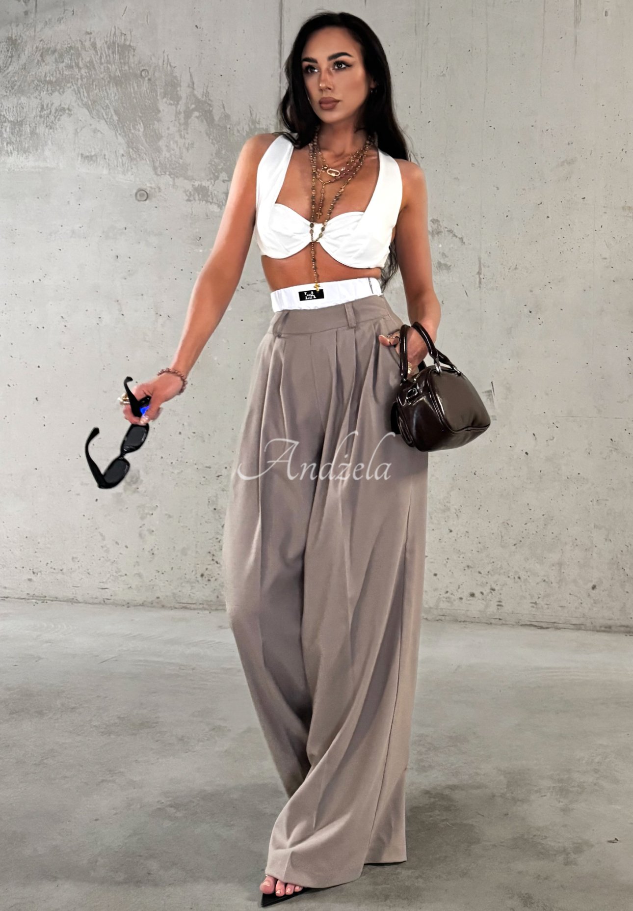 Viskosehosen wide leg La Milla Think About Us Mokkafarben