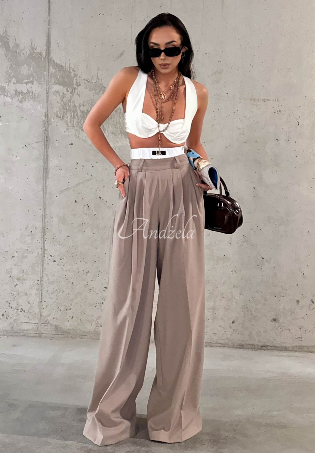 Viskosehosen wide leg La Milla Think About Us Mokkafarben