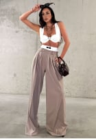 Eleganckie Hose wide leg w paski La Milla Think About Us Mokkafarben