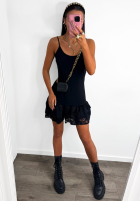 Kleid na ramiączkach z falbanką La Milla Delete His Number Schwarz