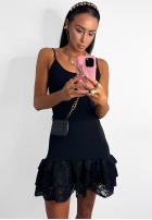Kleid na ramiączkach z falbanką La Milla Delete His Number Schwarz