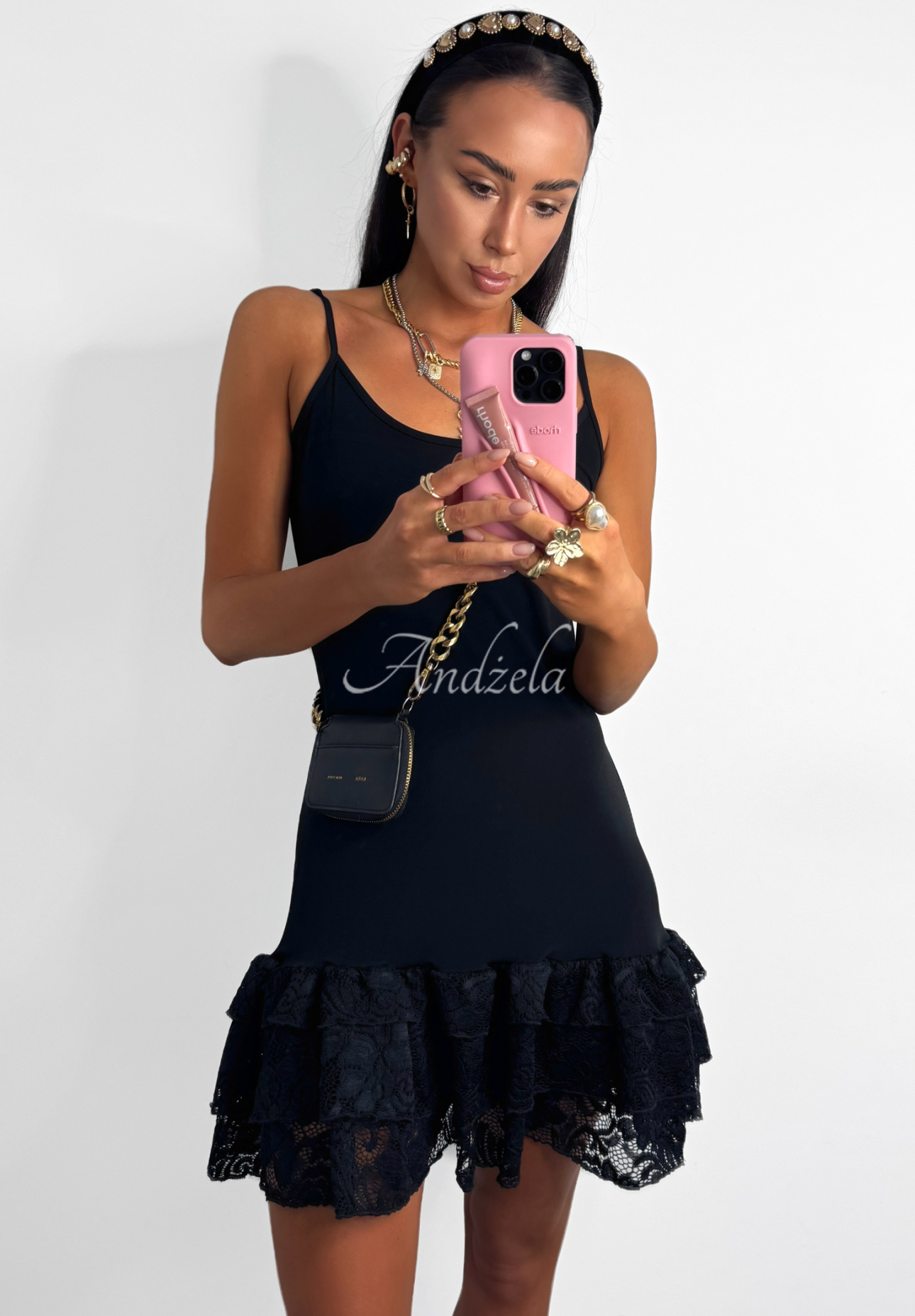 Viskosekleid mit Rüschen La Milla Delete His Number Schwarz