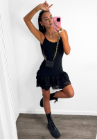 Kleid na ramiączkach z falbanką La Milla Delete His Number Schwarz