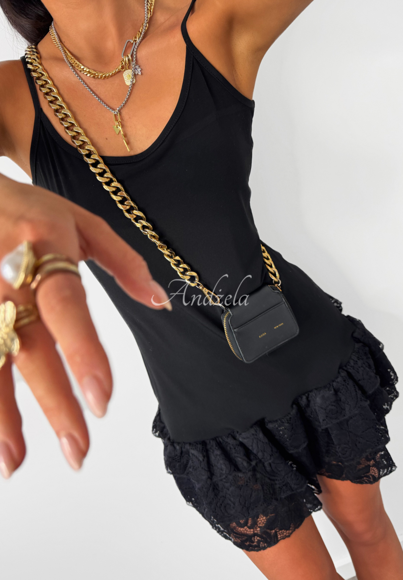 Viskosekleid mit Rüschen La Milla Delete His Number Schwarz