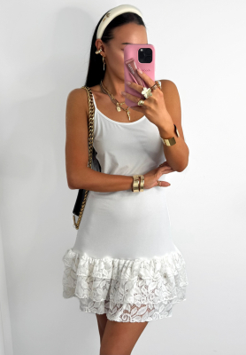 Viskosekleid mit Rüschen La Milla Delete His Number Weiß