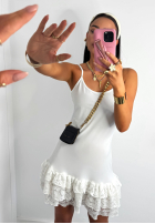 Kleid na ramiączkach z falbanką La Milla Delete His Number Weiß