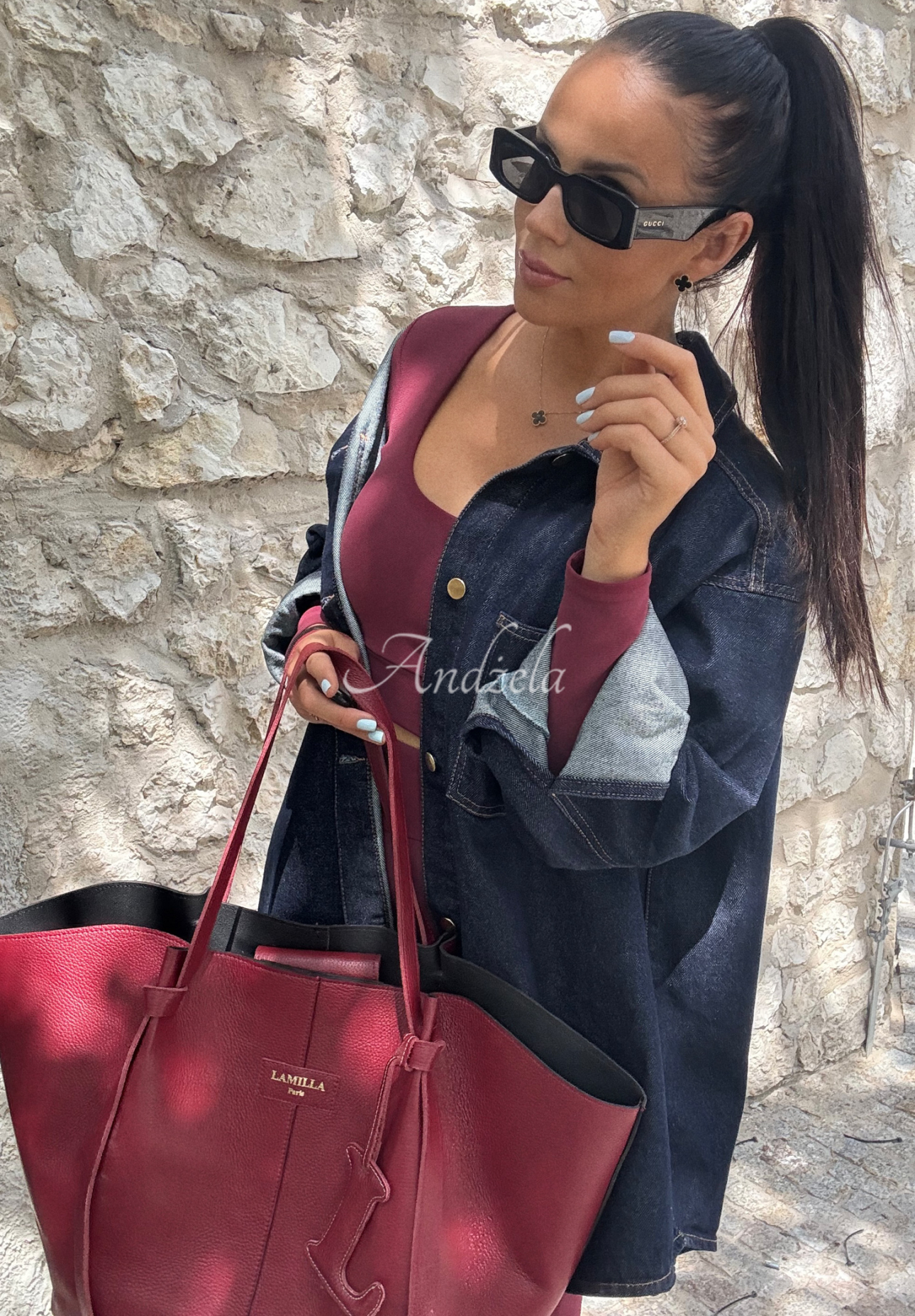 La Milla Don't Say Maybe denim shirt navy blue