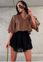 Skórzana krótka Bluse La Milla Don't Call Me Beige