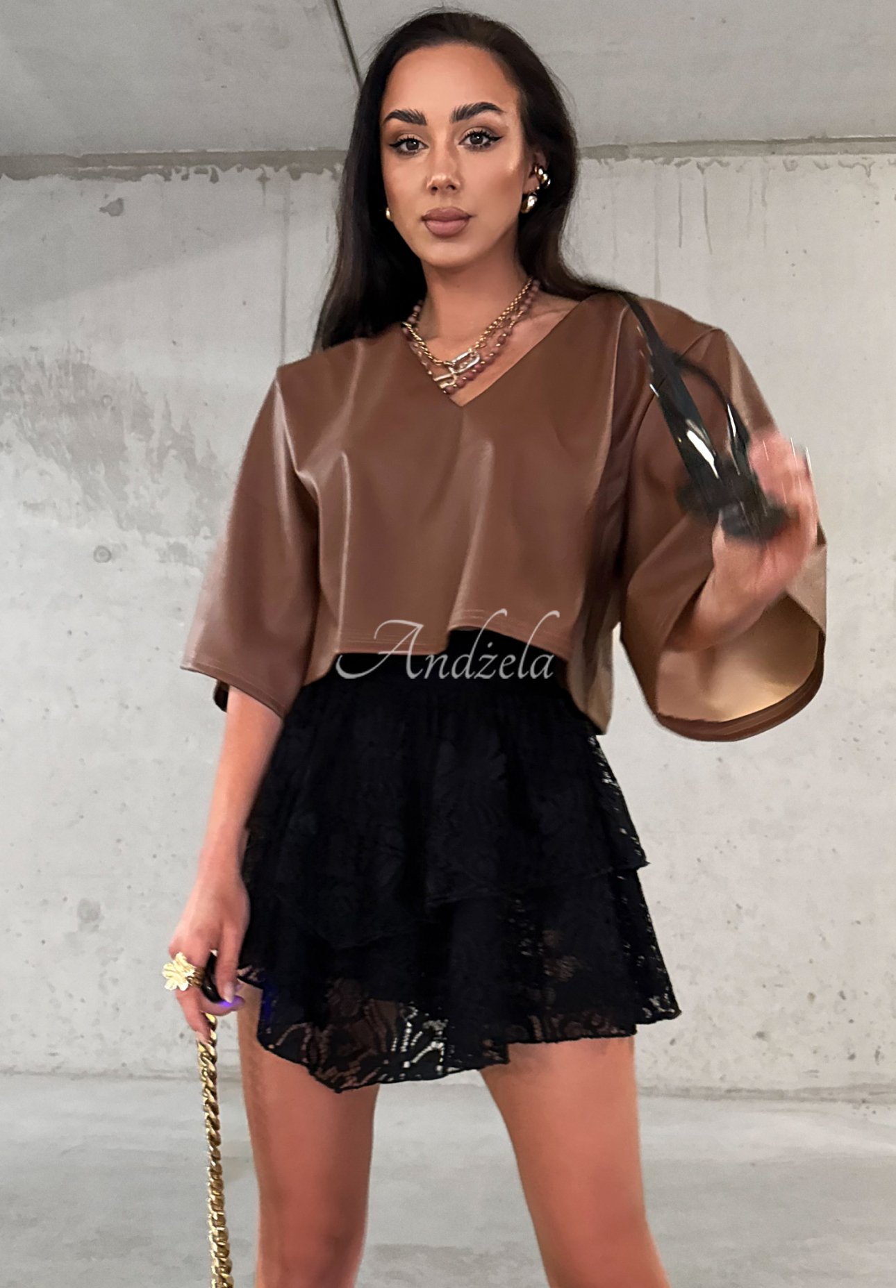 Kurze Lederbluse La Milla Don&#039;t Call Me Beige