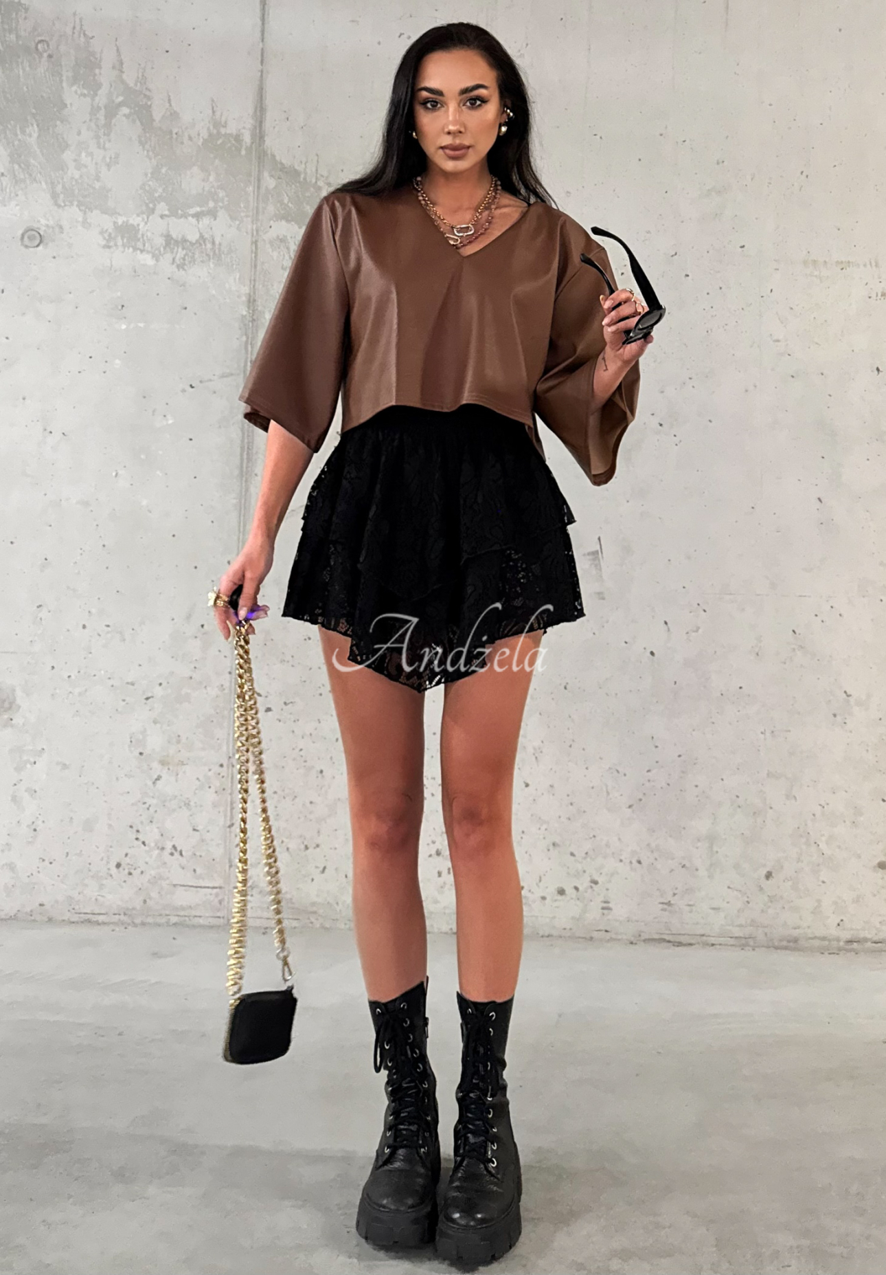Kurze Lederbluse La Milla Don&#039;t Call Me Beige