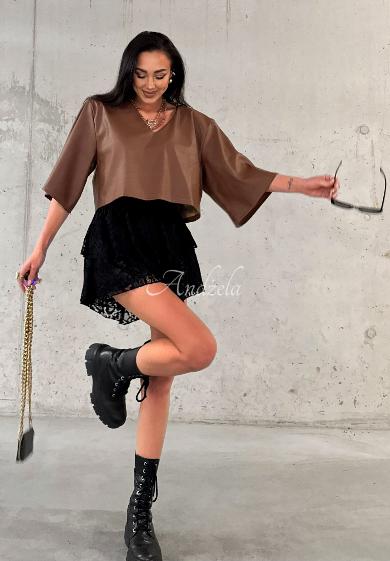 Kurze Lederbluse La Milla Don&#039;t Call Me Beige