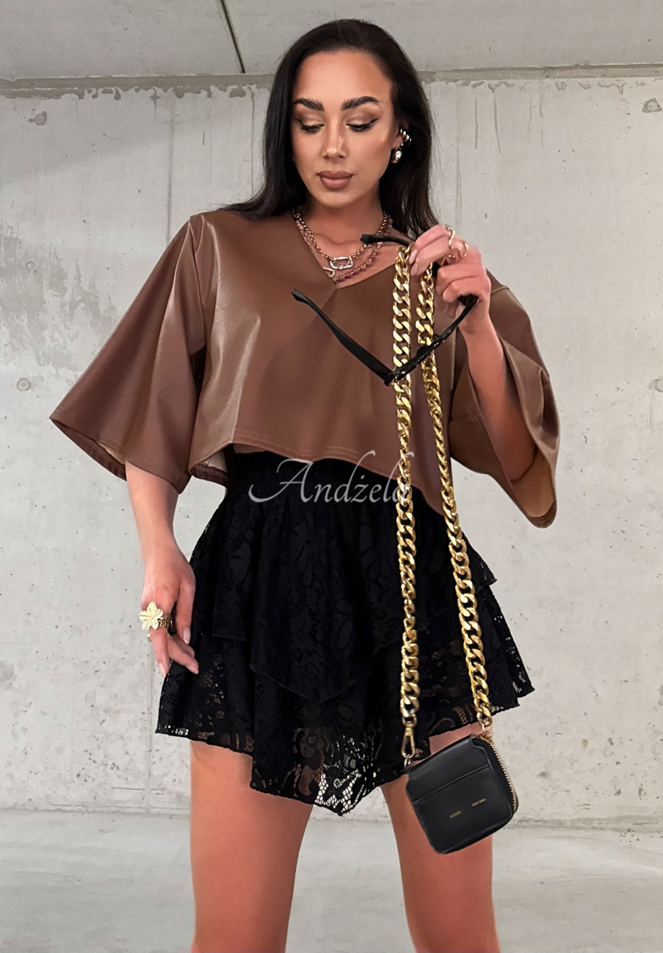 Kurze Lederbluse La Milla Don&#039;t Call Me Beige