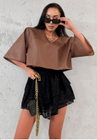 Skórzana krótka Bluse La Milla Don't Call Me Beige