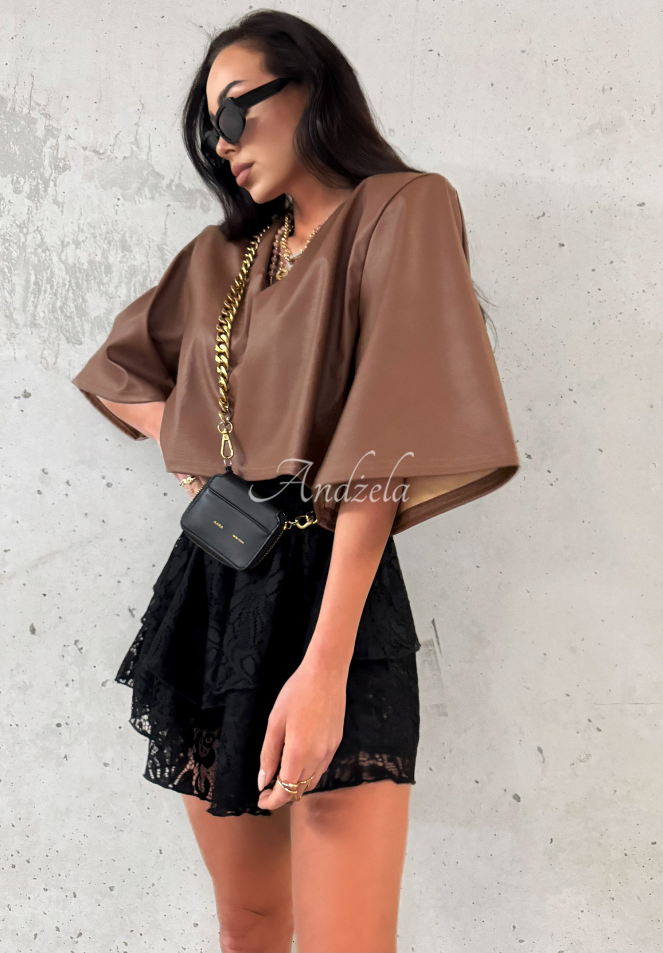 Kurze Lederbluse La Milla Don&#039;t Call Me Beige