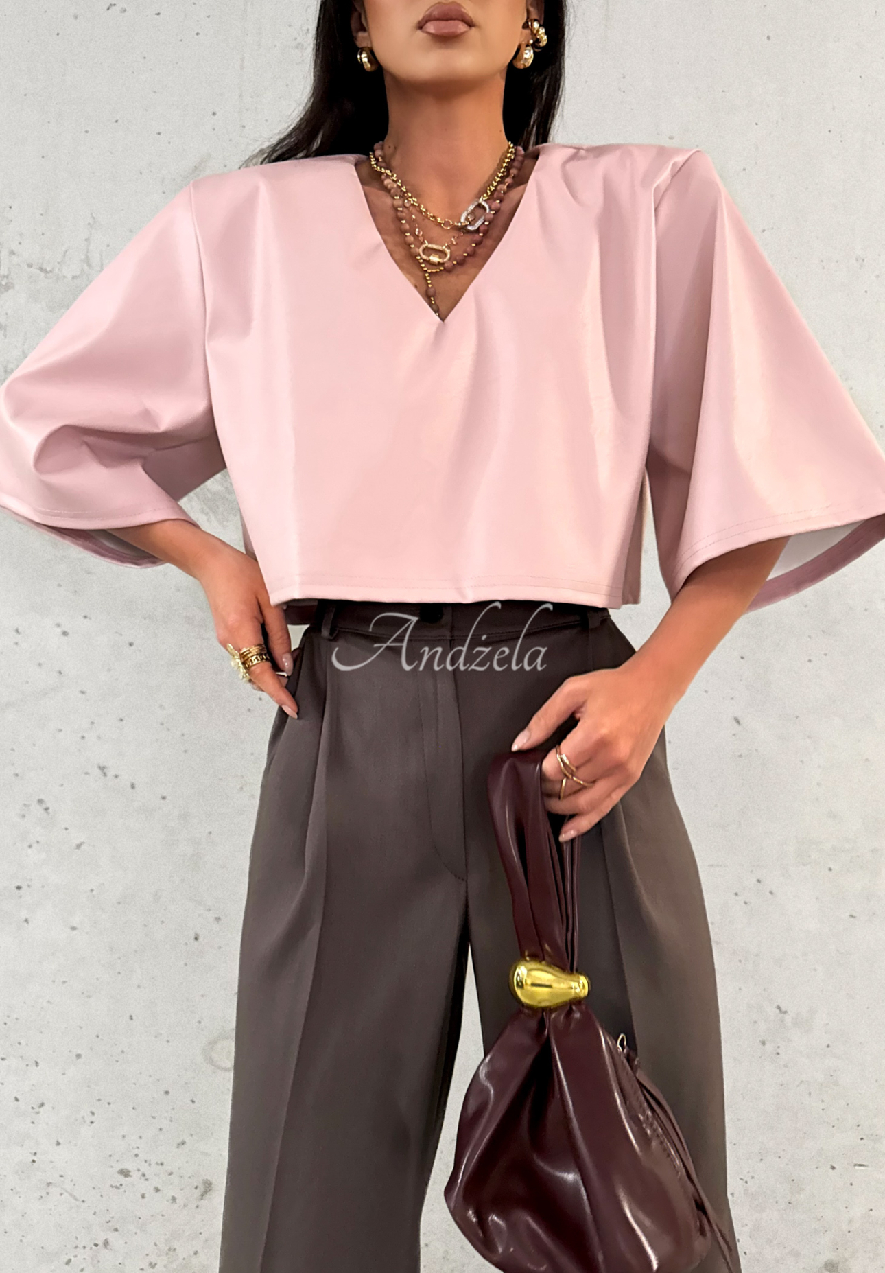 Kurze Lederbluse La Milla Don't Call Me Puderrosa