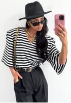 Gestreiftes Oversize T-Shirt La Milla It's All About Us schwarz-weiß