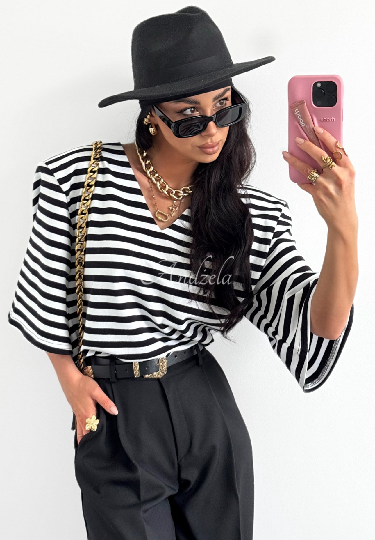 Gestreiftes Oversize T-Shirt La Milla It's All About Us schwarz-weiß
