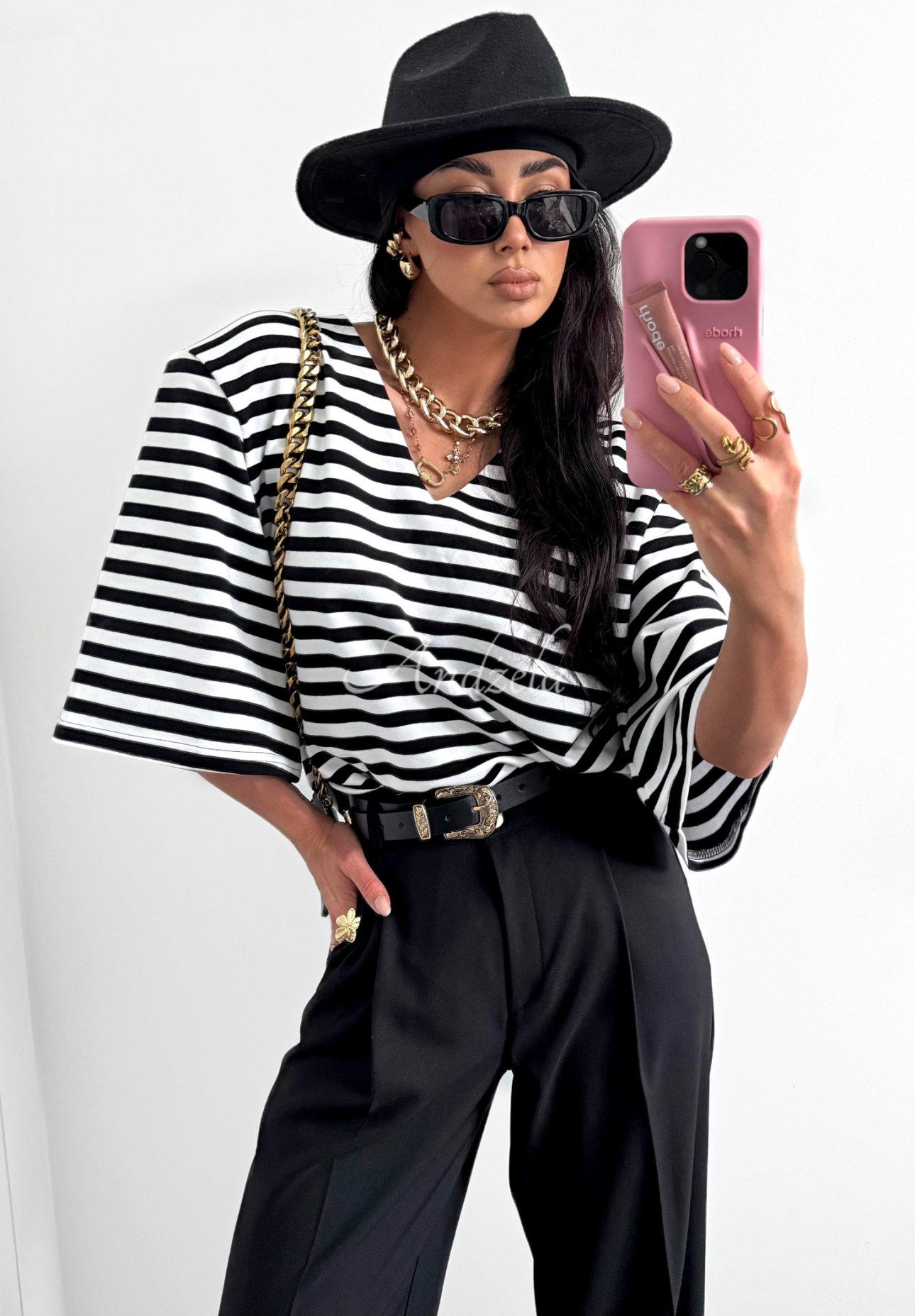 Gestreiftes Oversize T-Shirt La Milla It&#039;s All About Us schwarz-weiß