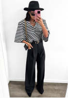 T-Shirt oversize w paski La Milla It's All About Us  Schwarz-Weiß