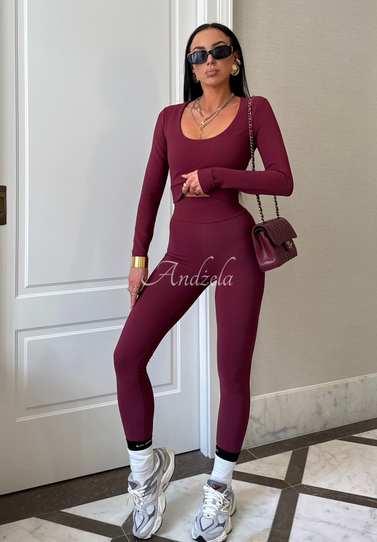 Viskosebluse mit Ausschnitt La Milla Glow Up Burgunderrot