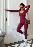 Set Bluse i Leggings Glow Up Burgunderrot