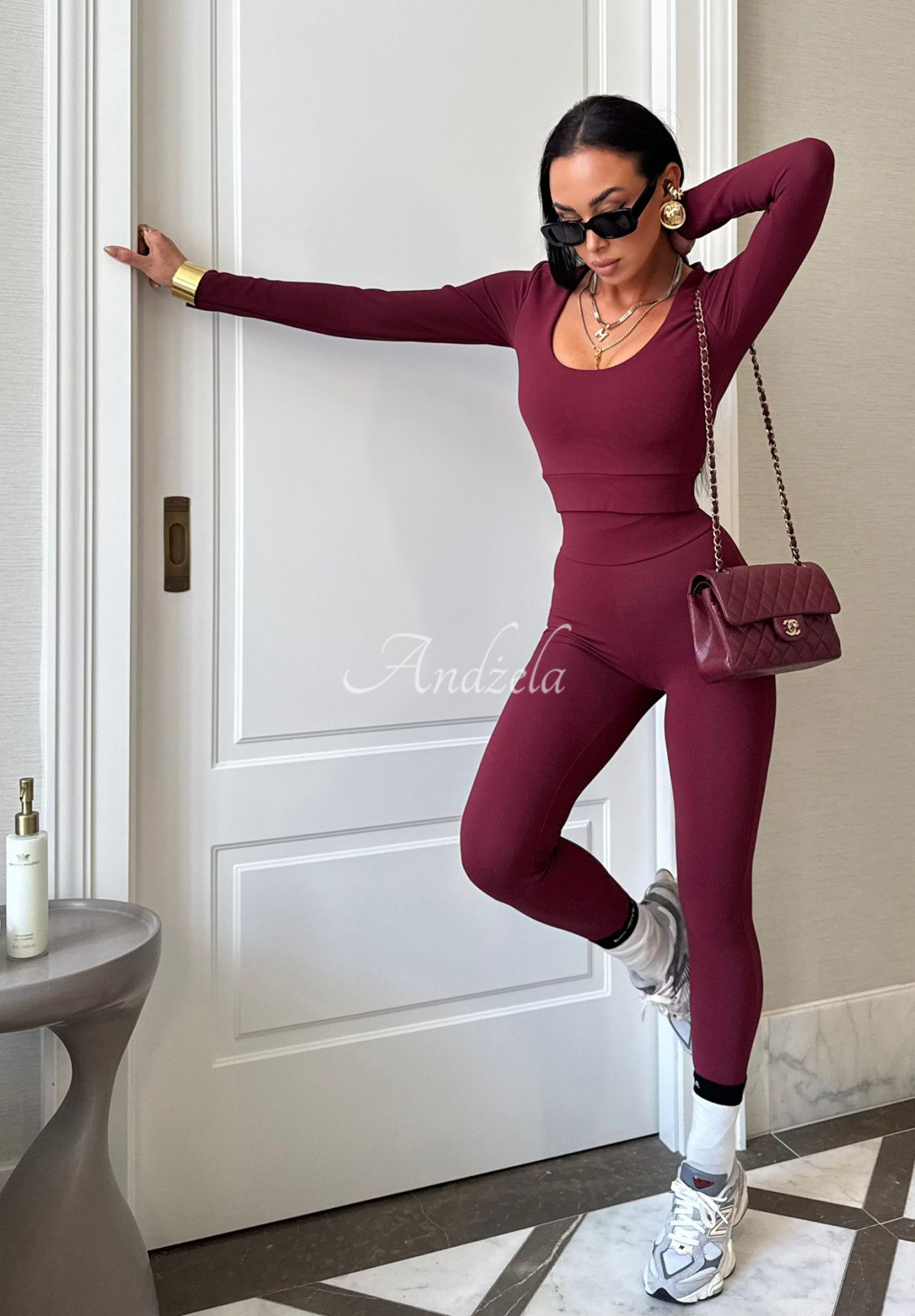 Viskosebluse mit Ausschnitt La Milla Glow Up Burgunderrot