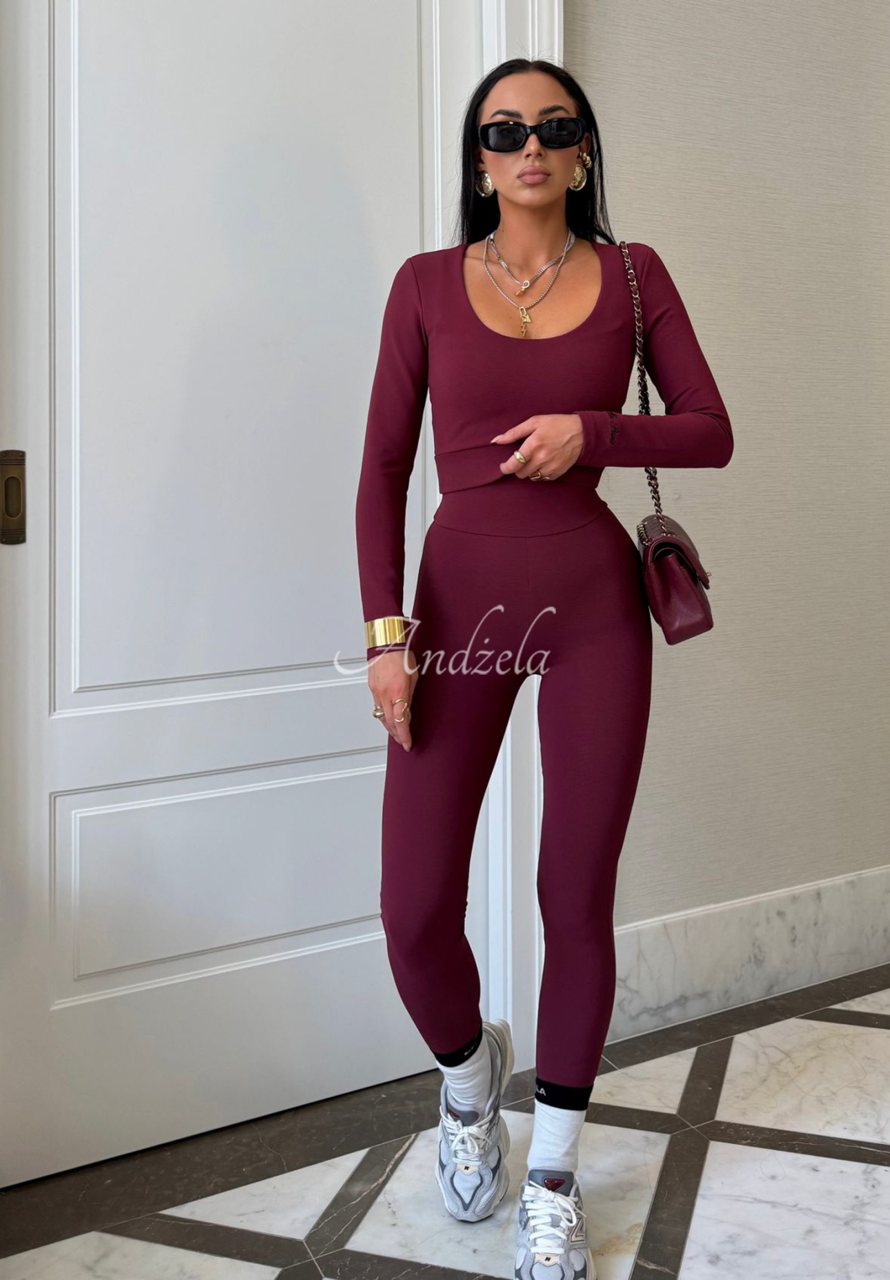 Viskosebluse mit Ausschnitt La Milla Glow Up Burgunderrot