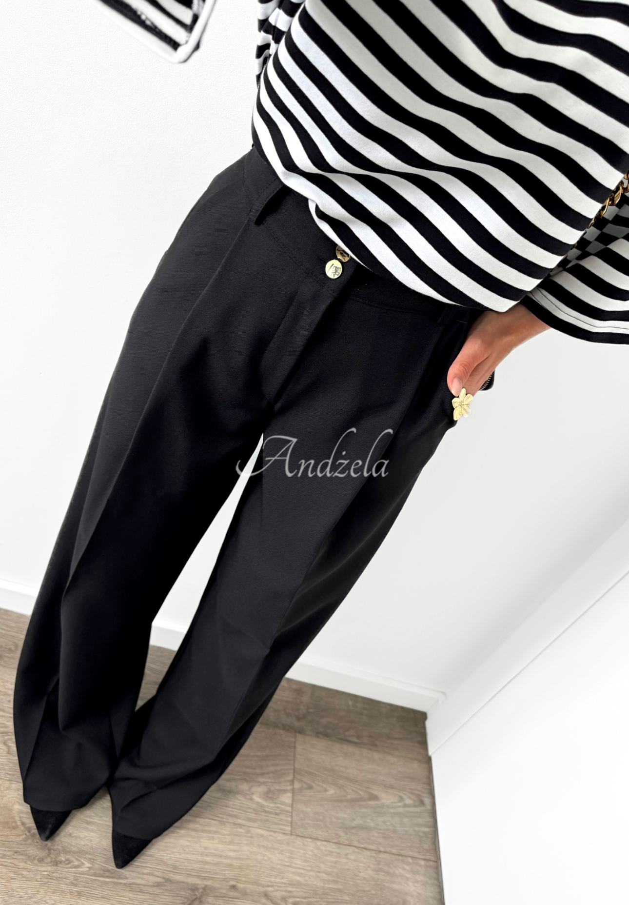 Elegante Viskosehose mit weitem Bein La Milla Own Rules Schwarz