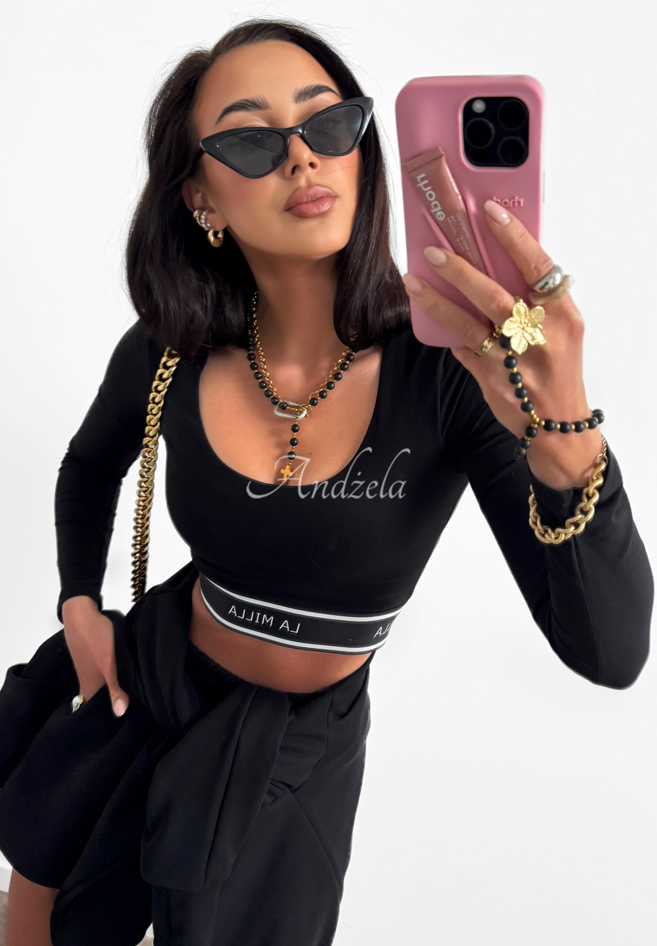 Short blouse with neckline La Milla No Wait black