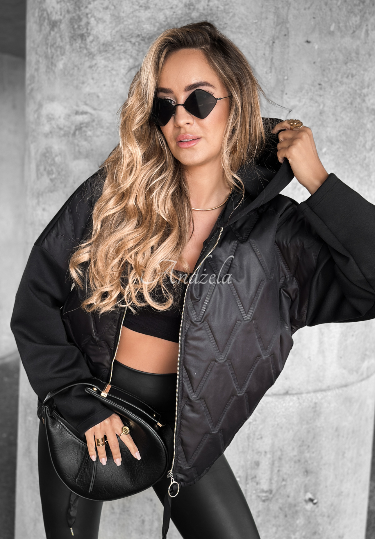 Steppjacke mit Kapuze Almost Over It Schwarz