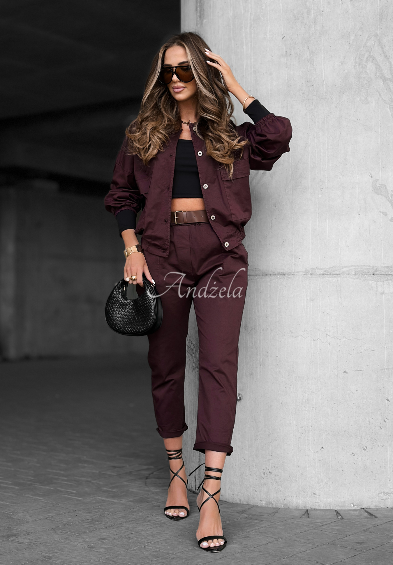 Kurze Bomberjacke In Front Of You Burgunderrot