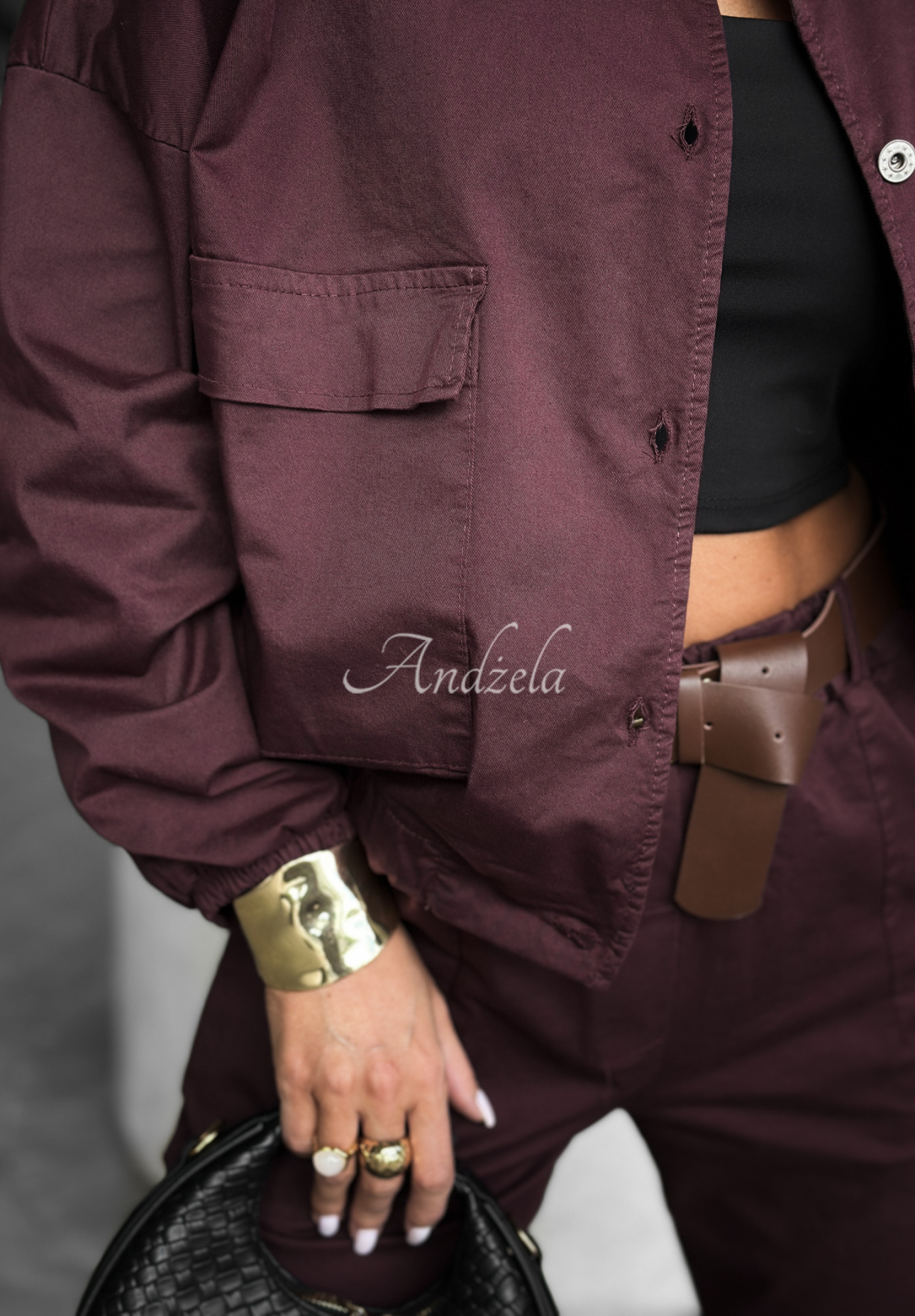 Kurze Bomberjacke In Front Of You Burgunderrot