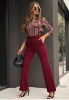Material Hose dzwony Can't Ignore Me Burgund