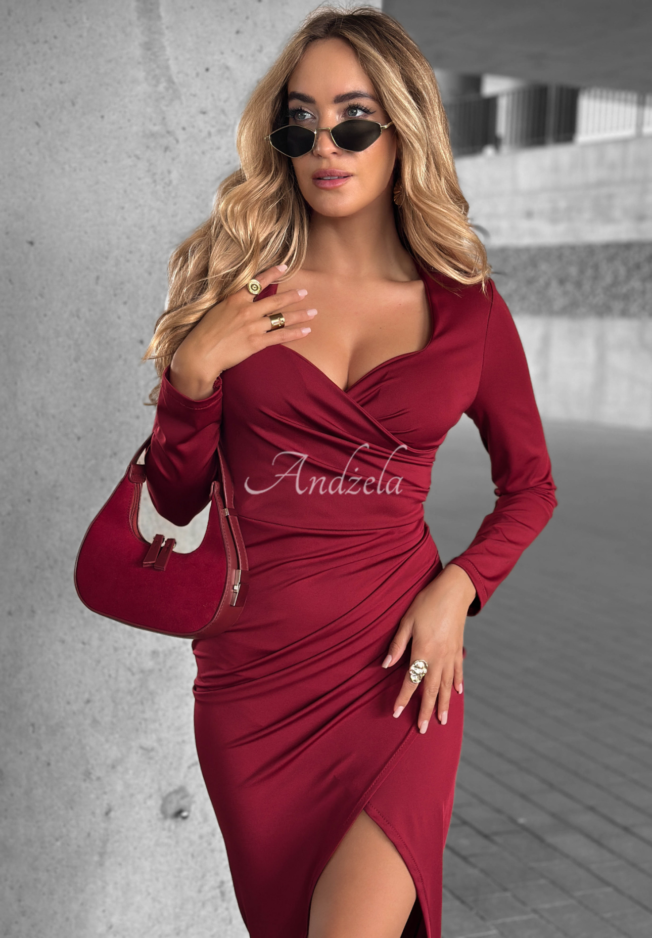 Kleid mit Schlitz Believe In Me Burgunderrot