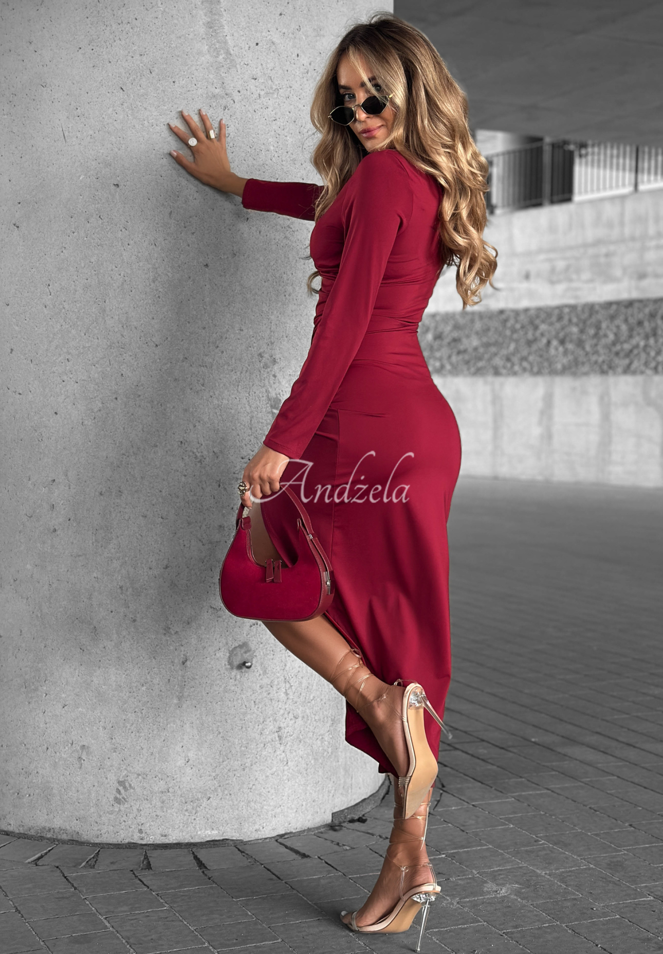 Kleid mit Schlitz Believe In Me Burgunderrot