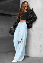 Hose Jeans wide leg z przetarciami Still Waiting Here Hellblau