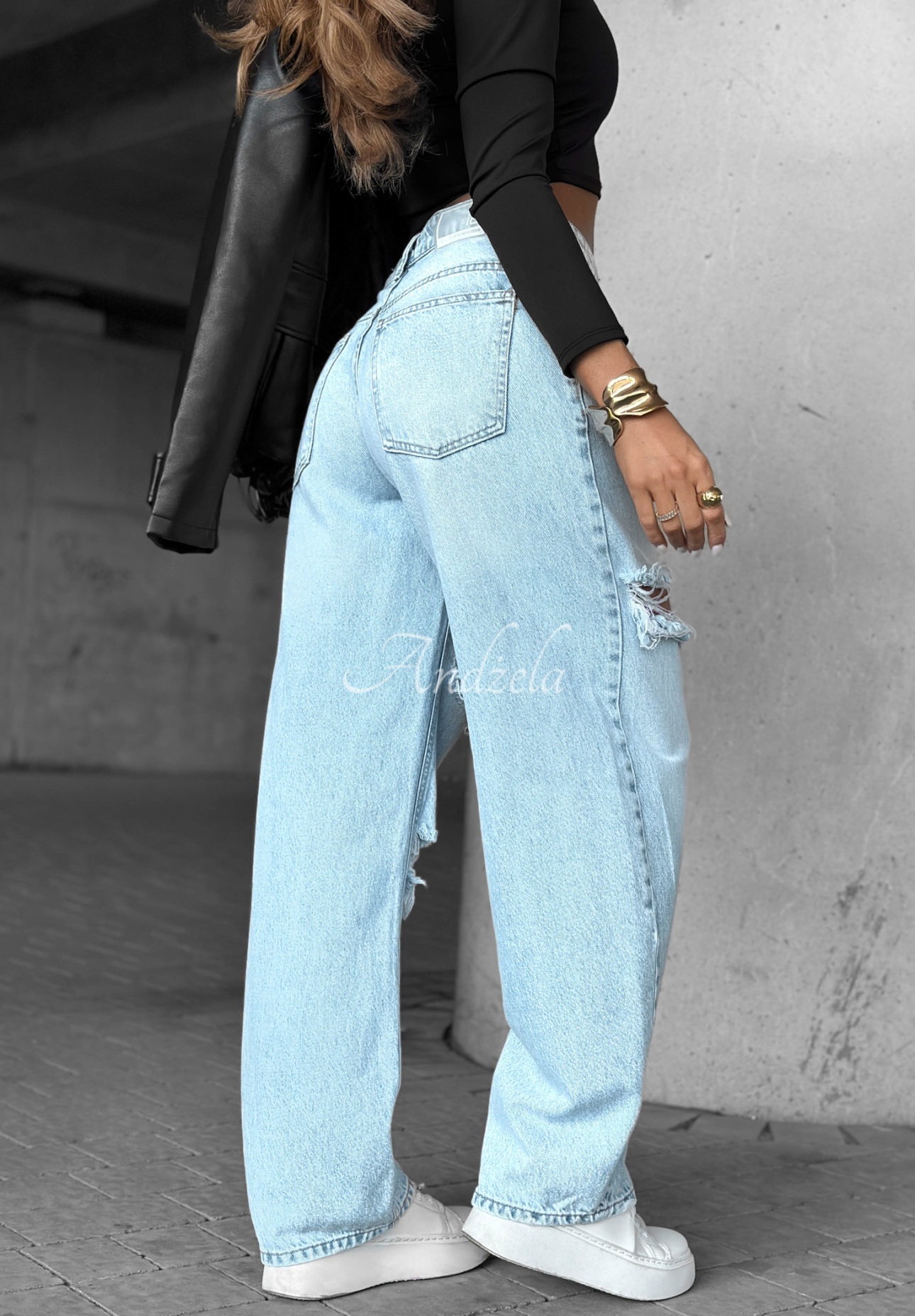 Jeanshose wide leg mit Abschürfungen It&#039;s Complicated Blau