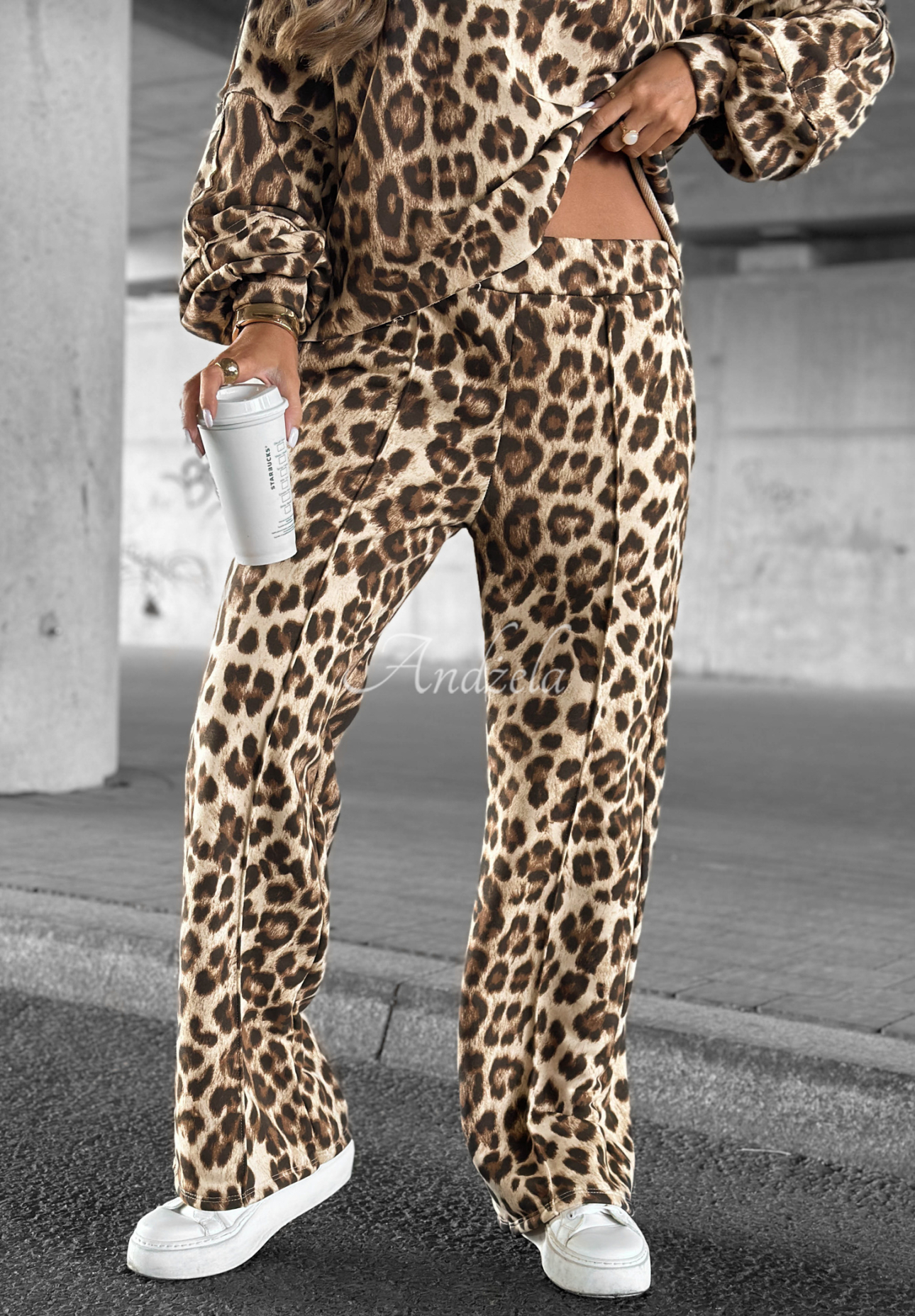 Stoffhose mit Leopardenmuster Wild Crossing Beige