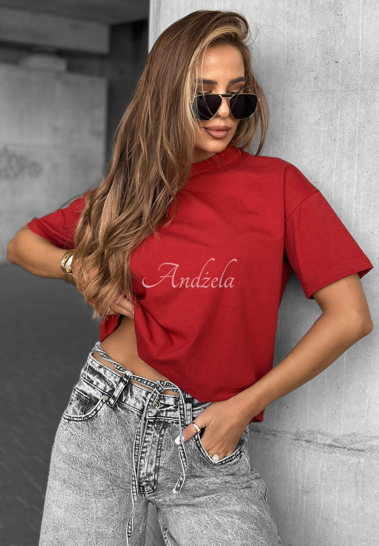 T-shirt Made For You burgundowy