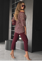 T-Shirt oversize w paski Cascade Burgunderrot