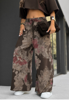 Material Hose wide leg w kwiaty Trust The Moment Schokoladenbraun