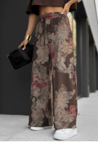 Material Hose wide leg w kwiaty Trust The Moment Schokoladenbraun