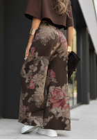 Material Hose wide leg w kwiaty Trust The Moment Schokoladenbraun