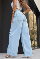 Hose Jeans wide leg z przetarciami Everything Changed Hellblau