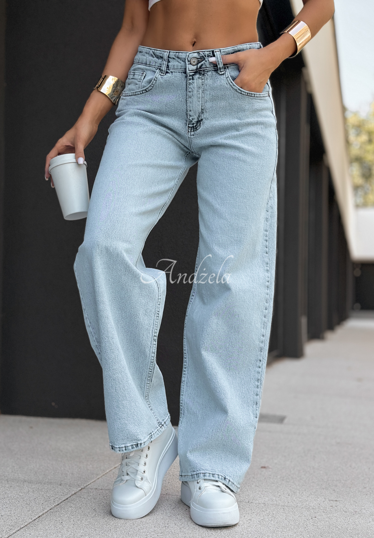 Jeanshose wide leg That One Text Hellblau