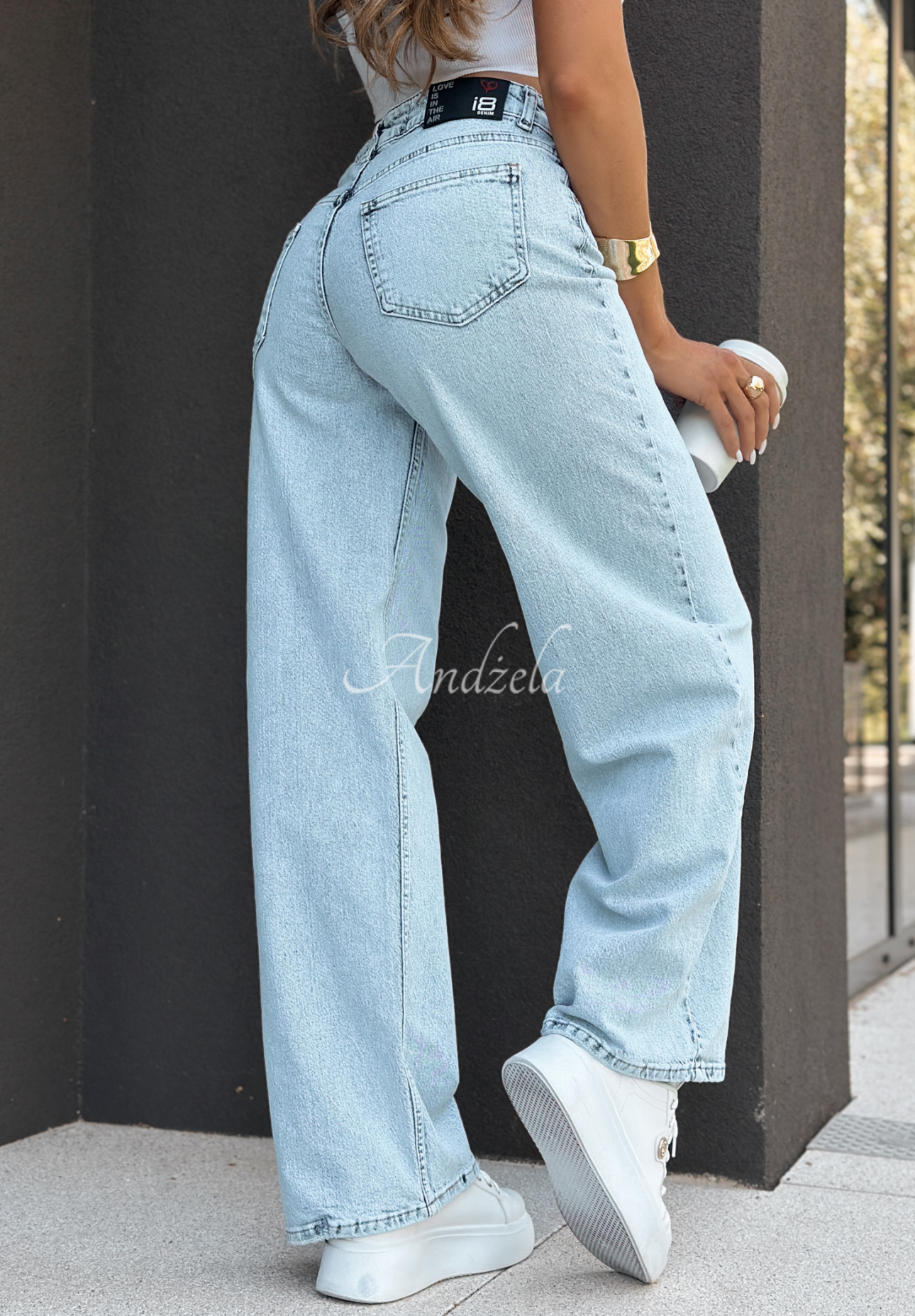 Jeanshose wide leg That One Text Hellblau